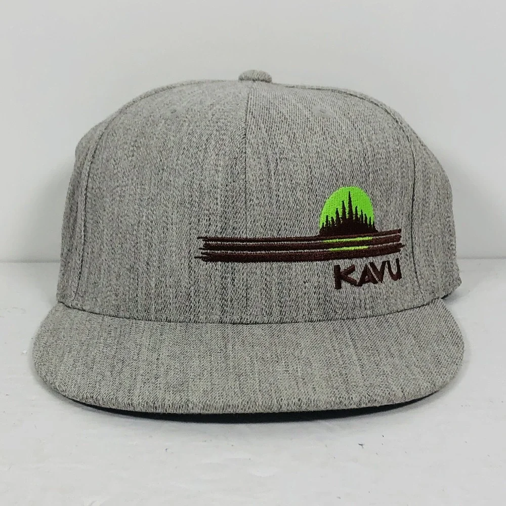 KAVU‎ Cap Hat Gray Brown Green 210 Fitted Flex Fit 6 7/8 - 7 1/4 Fast Shipping